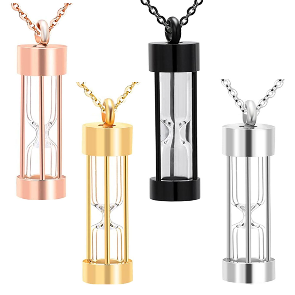Eternity Memory Hourglass Urn Necklace Memorial Cremation Jewelry Stainless Steel Pendants Locket Holder Ashes for Pet/Human
