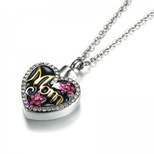 ‘Mom in Heart ‘Cremation Urn Pendant Birthstone crystal Ashes Urn Necklace Memorial Keepsake Pendant Mother’s Day