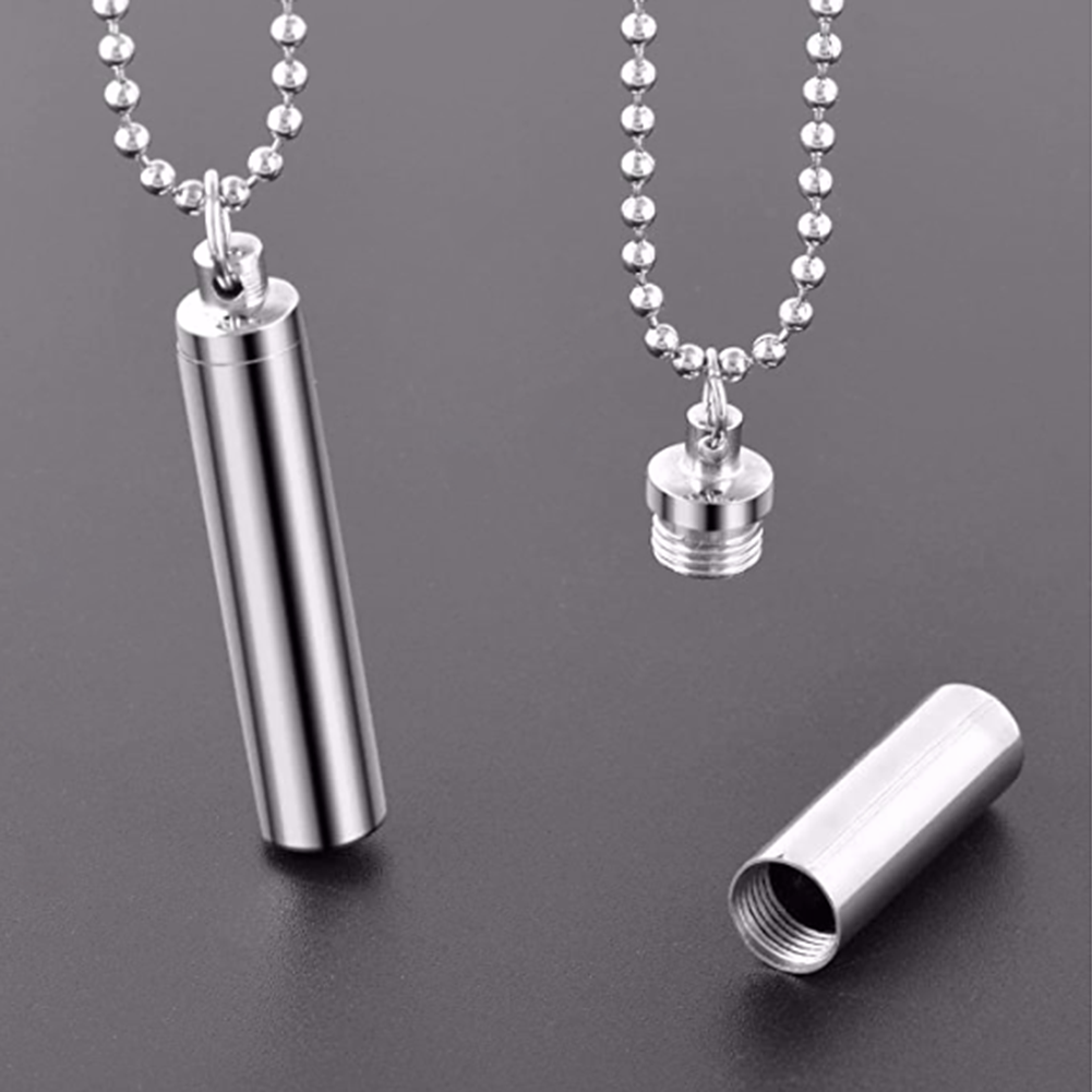 Dropship 3 Colours Cylinder Cremation Urn Necklace for Ashes Memorial Keepsake Pendant Engrave Stainless Steel Keepsake လက်ဝတ်ရတနာ
