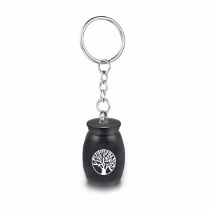 Tree of Life Round Memorial Keychain Jar Cremation Urn Keychain Keepsake Cremation Jewelry Pendant with Link Chain