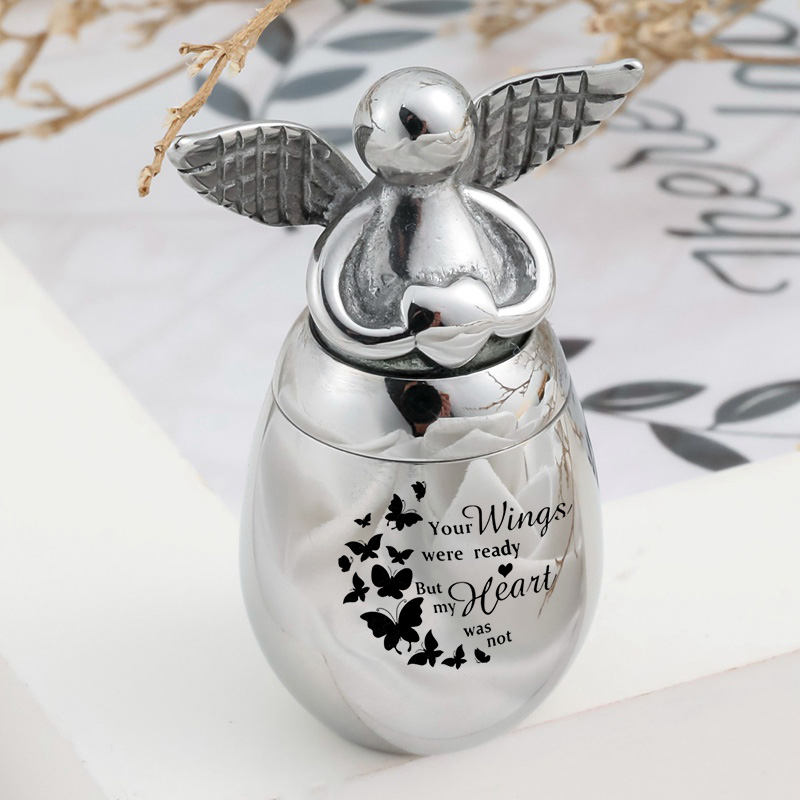 We Wings Were Ready Melek Ji bo Ashes Stainless Steel Cremation Jewelry Pet/Human Ashes Keepsake Cremation Urns Pendant