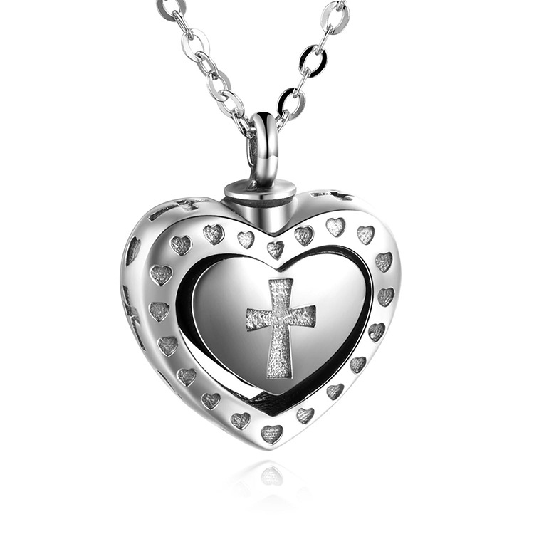 s925 sterling silver necklace Love cross hollow urn pendant