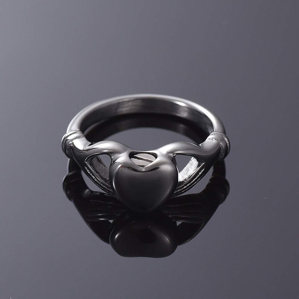 Custom Cremation Openable Cremation Ashes Urn Finger Rings Heart Shape Pet Memorial Ring For Women Jewelry