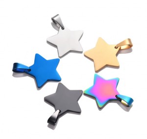 24x25mm Artêşa Leşkerî Stainless Steel Star Tag Charms 5 Colors Blank Dog ID Tags Pendant Necklace Jewelry Wholesale