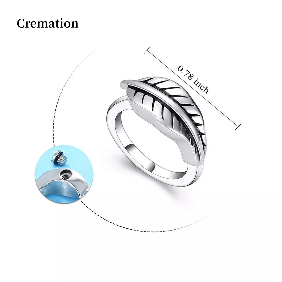 Cremation Ring For Cinis Leaf Memorial Urna Jewelry Human / Pet Fraxinus Holder Diver Funebris custodit Donum tuum amavit