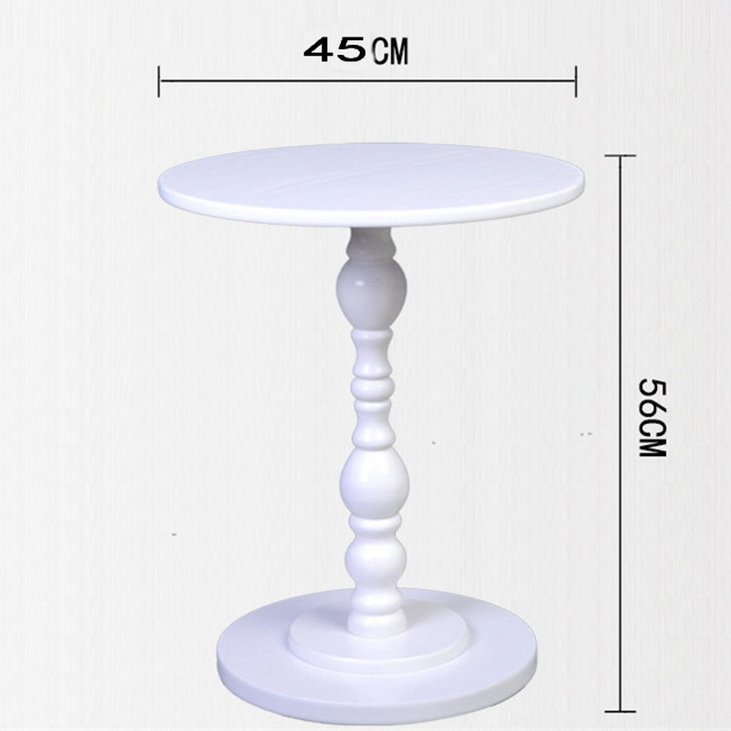 Bedroom white color round table balcony table European family living room sofa side solid wood leisure tea table