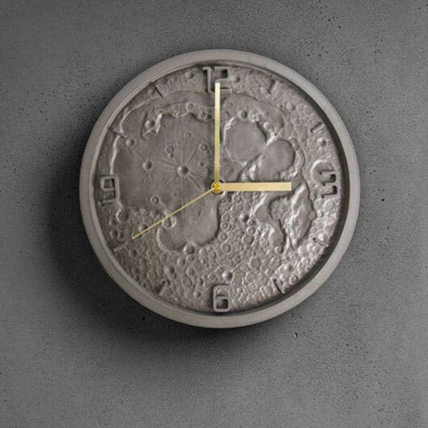 Decorative handmade gypsum cement sand concrete wall clock with luminous for home wall hanging