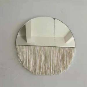 Decorative handmade Half lunar Moon phase mirror with tassel Fringe for home wall hanging mirror