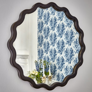 hot sale plum blossom flower lace frame moon Mirror wood Wire frame Wall round mirror Home Decor