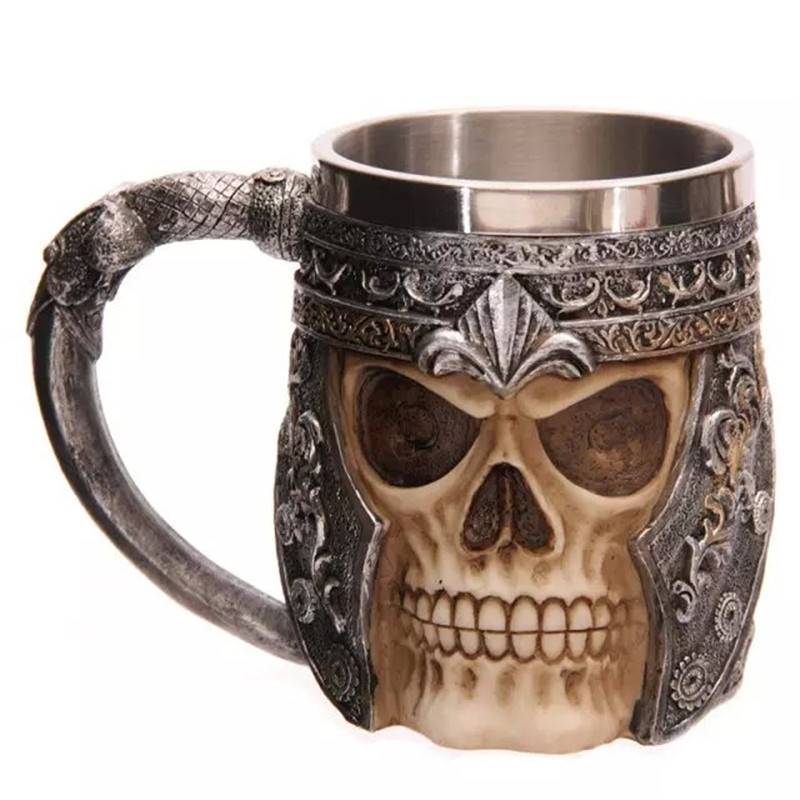Viking Stainless Steel Skull Coffee Mug Viking Skull Beer Mugs Gift for Men Gifts
