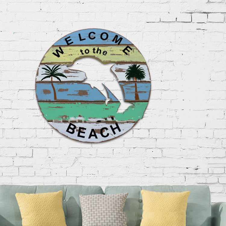 Wooden PVC Welcome Animal Beach Door Sign, Home Festival Decoration Sign Welcome Sign