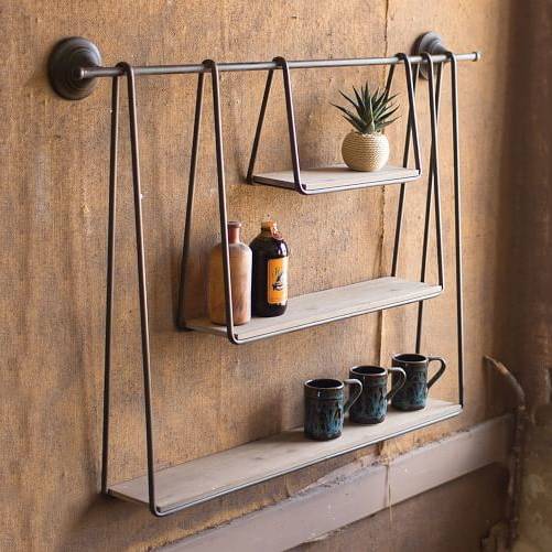 China factory Triange Shaped Wooden Rope Wall Photo Display Hanging Panel shelf