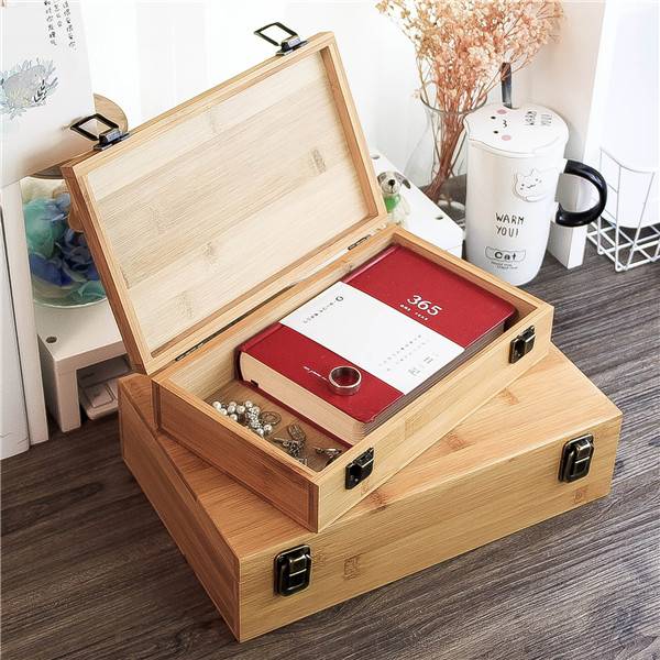 Large finished Wood Box with Hinged Lid and Front Clasp for Arts, Crafts, Hobbies and Home Storage Featured Image