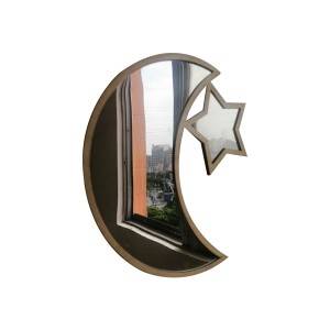 Decorative half lunar Moon phase star glass mirror for home wall hanging