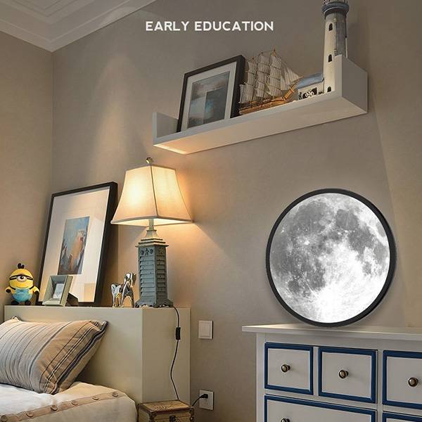 Led lunar Moon phase glass mirror for home wall hanging or table mirror lamp