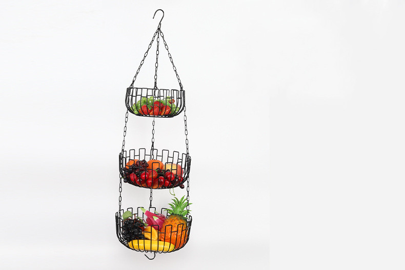 Three-Layer Fruit Hanging Basket Creative Metal Folding Foldable Art Removable Fruit Basin Storage Basket Cradle Home Furnishing Articles