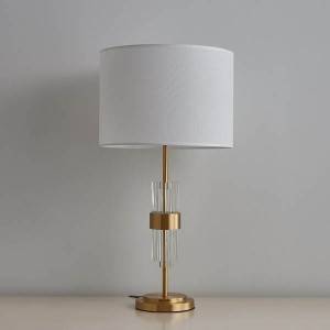 High Performance China Villa Post Modern Luxury Gold Pendant adjust height table floor Lamp with Clear Crystal Strip