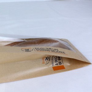 Sesuaikeun Kantong Kertas Dicitak Eco-Friendly Food Grade Roti Kantong pikeun bungkusan Baguette Bag