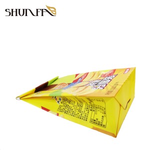 Szögletes alsó papír chips Snack Food Sütés ízű ón nyakkendő csomagoló táska