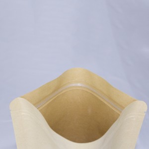 Spot Veľkoobchod Degradovateľná ochrana životného prostredia Kraftová papierová taška s okienkom na zips-taška na balenie potravín