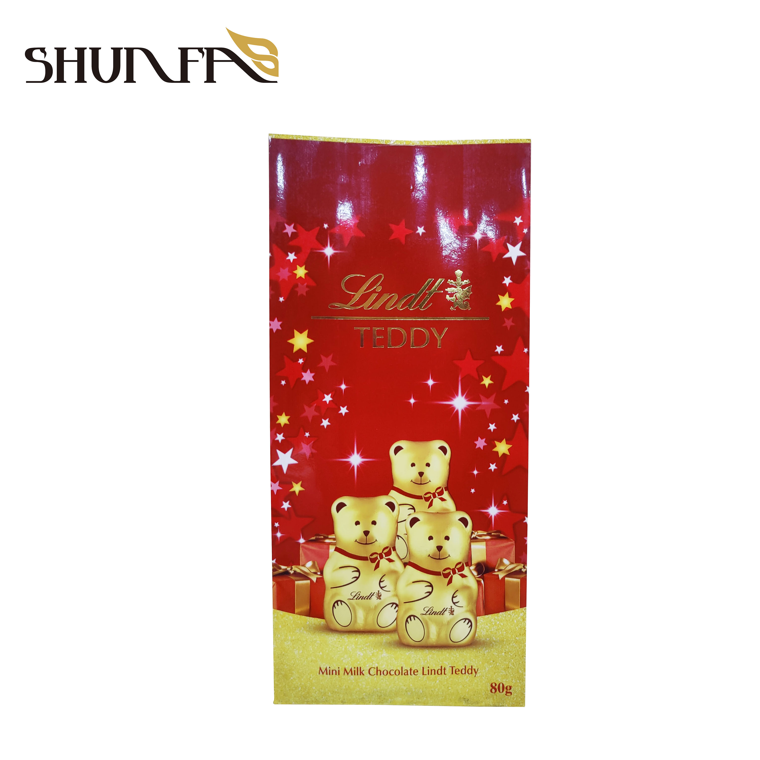 Embalaxe de fondo cadrado de calidade alimentaria Bolsa de embalaxe de chocolate con temática de Nadal