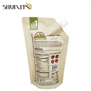 Condimentum Packaging Spout Pouch Custom Canola Oleum sarcina Doypack Bag