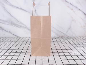Lager hvid og brun kraftpapirpose med håndtag tilpassede indkøbsposer