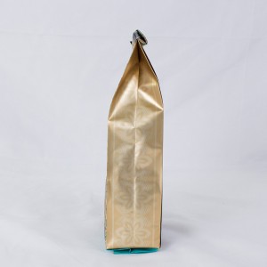 Egendefinert kompositt aluminiumsfolie kaffepose-kaffebønnepose med ventilsidekileplate