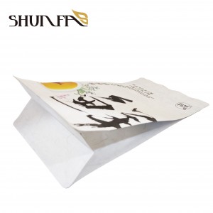 Luxury White Glitter Film Custom Printing Tea Packaging Mokotla oa Plastic o Tiisang ka Mahlakoreng a robeli