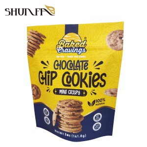 ການພິມສີ Plastic Mylar Stand-up Pouch Cookies Snack Biscuit PE Zipper Bag