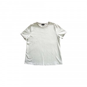 Casual Striped Round Neck Short-Sleeved Ginikanan-Bata T-shirt