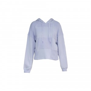Koti Lavender Checkered Patchwork Hooded Sweatshirt