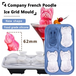 4 cavity bulldog Ice Grid Mold ice cube tray ball maker silicone mold