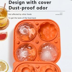 Нова форма за лед с 4 кухини във формата на тиква и капак