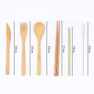 Dib u Isticmaalka Fiber Safarka Bamboo Cutlery Set