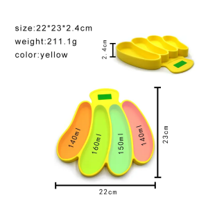Placa de alimentação para bebês de silicone de limpeza fácil e fácil de limpar em forma de banana personalizada com divisória