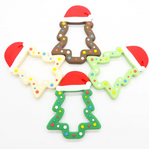 BPA Percuma Organik Sensory Chew Xmas Tree Christmas Teething Toys Baby Teether