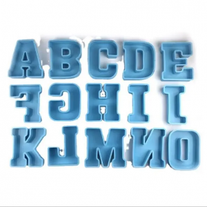 Stampi in silicone per lettere singole dell'alfabeto da 15 cm. Stampo grande in resina trasparente