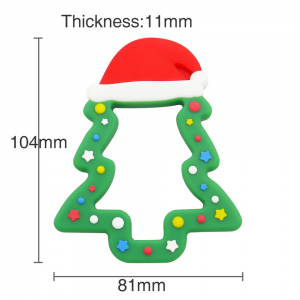 BPA-fri organisk sensorisk tygge-juletræ Julebørn-legetøj babybider