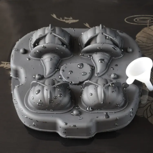 మూతతో కూడిన 3D హాలోవీన్ హారర్ స్కల్ గుమ్మడికాయ సిలికాన్ మోల్డ్ ఐస్ క్యూబ్ ట్రే