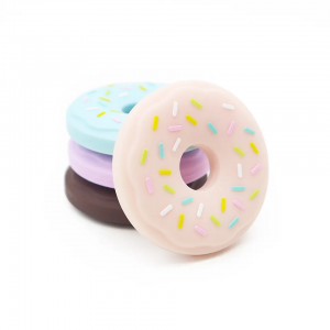 Food grade Silicone baby teether ຜະລິດຕະພັນຂອງຫຼິ້ນ Donut Rubber babys teething toy