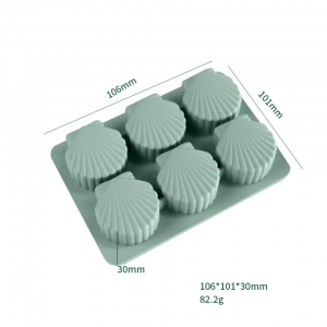 6 Cavity Food Grade seashell Hugis Silicone Ice Tray Silicone seashell Shape Ice Cube Tray Mould Silicone Ice Tray Maker