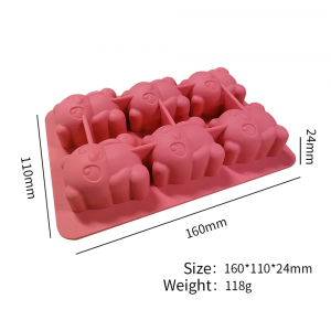 Ndị bịarutere ọhụrụ BPA ntọhapụ dị mfe 6 Cavity Silicone Panda kpụrụ 3D Ice Maker Mold Ice Cube Trays nwere mkpuchi