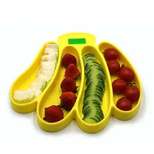 بشقاب غذای کودک سیلیکونی تمیز آسان با درجه بندی سفارشی موز شکل با تقسیم کننده