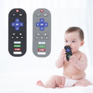 Babymatklasse Sensorisk teething Toy TV Fjernkontroll Baby Teether Silikon