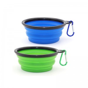 Ɗaukuwar Tafiya Silicone Mai Ruɓawar Dog Bowl, Eco Friendly Foldable Custom Dog Feeder Bowl