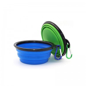 Portable Travelling Silicone Collapsable Dog Bowl, Eco Friendly Foldable Custom Dog Feeder Bowl