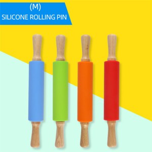 I-Silicone Rolling Pin ene-Wood Handle