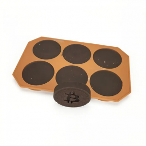 BM14 BitCoint រាងស៊ីលីកុន Bpa-free Ice Cube Tray Molds with Lid for Ice Whisky Candy