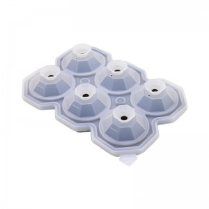 Molde de bola de cubo de xeo de diamante de silicona por xunto de 6 cavidades